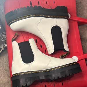 Dr. Martens White Chelsea Boots with Black Soles